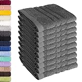 Lavea 10er Set Seiftuch 30x30 cm – Hochwertige Gästehandtücher 30x30 aus 100% Baumwolle, Frottierserie Elena – Saugstark, Waschbar und Strapazierfähig - Anthrazit