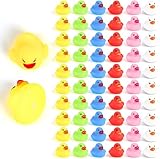 DERAYEE 50 Stück Bunte Mini Badeenten Schwimmendes Weiche Enten Badespielzeug Set klassisches Quietscheentchen für Kinder Dusch Geburtstags Partyartikel