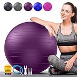 Weich Gymnastikball Groß, Berstschutz Sitzball büro Ergonomisch Unterstützt 2200lbs, Yoga Ball Softball Fitnessball mit Pumpe für Schwangerschaft Balancegeräte Gymnastik Exercise Gym Fitness Pilates