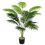 Zelihrdu Künstliche Areca Palme Kunstpalme Groß, Tropische Kunstpflanzen wie echt, Künstliche Pflanzen im Topf für Innen Außenbereich Haus Büro Garten Moderne Dekoration (80cm Grün)