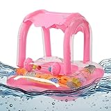 Baby Pool Float | Aufblasbare Schwimmhilfe mit UV-Schutz Baldachin für Kleinkinder | Cartoon Baby Float für & Mädchen | Outdoor Wasserspielzeug für Schwimmen, , See & Sommer Pool Spaß