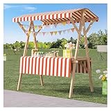 Tragbarer hölzerner Lebensmittelwagen, Verkaufsstand, zusammenklappbarer Schubwagen für Outdoor-Markt und Straßenverkauf