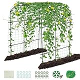 ZIKEBTUY Rankhilfe gurken 220cm hohes Rankhilfe Rankbogen aus Metall Gartenbogengitter mit Gartenklammern und gedrehtem Riemen für Kletterpflanzen, Wein, Gemüse, Obst, Blumen, Outdoor, Hof, Rasen