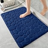AMFUN Memory Foam Badezimmer Badeteppiche, Memory Schaum Badematte, Waschbar Badematte, 50x80CM Saugfähige Badvorleger, Maschinenwaschbar (Marineblau)