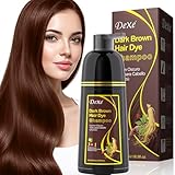 Black Hair Dye Shampoo for Grey Hair, 500 ml 3-in-1 Hair Colour, Containing natural plant ingredients,Instant Hair Colour Shampoo for Men Women (Dark Brown)