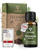 Heldengrün® BIO Teebaumöl [100% NATURREIN] Natürliche Haut- und Gesichtspflege - Tee Tree Oil - Teebaumöl Pickel unterstützt bei Unreinheiten