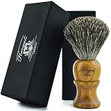 Haryali London Rasierpinsel aus Dachshaar, klassischer Nassrasierpinsel mit Holzgriff für Männer, perfekt für empfindliche Haut