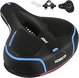 ROGTYO Fahrradsattel Gel Fahrradsitz Pro 2.0 Breiter Weicher Komfortabel Atmungsaktiv Stoßdämpfend Ergonomisch Memory Foam Fahrrad Sattel mit wasserdichte (Pro 2.0 + Blau)