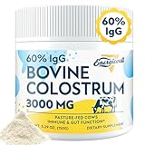 Bovine Colostrum Supplement Powder - 60% IgG 3000 mg for Gut, Hair Growth, Beauty, and Immune, Easy to Mix, Unflavored (50 Servings)