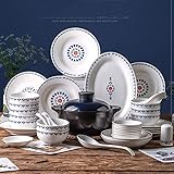 56-teiliges Set Nordic Tafelservice Keramik Schüssel und Teller Haushalt Porzellan Geschirrset