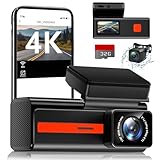 Dashcam Auto Vorne Hinten 4K/1080P mit WiFi, Dual Dash CamAuto Kamera mit 1,47' IPS-Bildschirm, mit 32GB SD Karte, Parküberwachung, Nachtsicht, G-Sensor, Loop-Aufnahme, 170 ° Weitwinkel WDR, Max 256GB