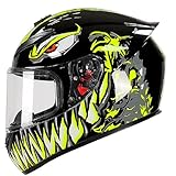 Integralhelm Für Damen Und Herren, Racing Style Motorradhelm ECE Zertifiziert, Integralhelm Mit Sonnenblende Aerodynamischem Spoiler I,XL(61-62CM)