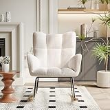 Schaukelstuhl, Moderner Sessel mit hoher Rückenlehne, Weicher Relaxstuhl und Stillsessel, Stuhl Wohnzimmersessel Gepolsterter Schwingsessel fürs Wohnzimmer Schlafzimmer Balkon, beige (Stil 1)
