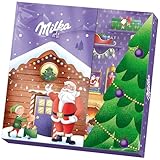 Milka 3D Basteladventskalender 1 x 163g I Weihnachtskalender I mit Weihnachtsschokolade & Milka Mini Weihnachtsmännern