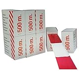 1 Rolle 500 Meter Absperrband Warnband Flatterband 500m lang 80mm breit rot/weiß doppelseitig geblock rot Weiss im Abrollkarton für Ihre Veranstaltung Gefahrenstelle Baustelle