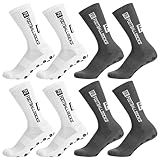 Apricitie 4 Paare Fußball Socken, Sportsocken Fußball Anti Rutsch Grip Fußball Socken, 39-46 Sportsocken für Herren Damen Fussball Basketball Laufen(Weiß, Grau)
