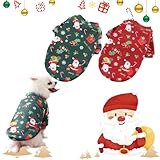 Fosoloni Hunde Weihnachtspullover - 2 Stück Größe Hundepullover Mit Katze Kleidung für Den Winter Warm Haustierkostüme