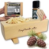 Duftspender aus Zirbenholz - 10 ml Bio Zirbenöl - Zirbenspäne - Raumduft für Schlafzimmer - Woodwork Aroma Diffuser - natürlicher Zirbenduft - Holzdeko