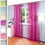 Gräfenstayn 2er-Set Venezia transparente einfarbige Gardine (LxB) 245x140cm mit Schlaufen und Öko-Tex Siegel Standard 100: „Geprüftes Vertrauen“ aus Voile (Violett)
