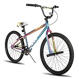 HILAND 24 Zoll BMX Fahrrad für Jungen und Mädchen, Freestyle BMX Fahrrad für Herren Damen Farbenfroh