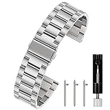 Berfine Unisex Edelstahl Schnellspanner Uhrenarmband 20mm Silber