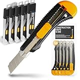 5x Instalguru Abbrechmesser Cuttermesser 18 mm Teppichmesser Paketmesser Universalmesser Allzweckmesser Kartonmesser Mehrzweck Cutter Messer mit 55x Abbrechklingen Sicherheitslock