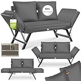 KESSER® Gartenbank Polyrattan Luna mit Liegefunktion Gartensofa 4-in-1 Verstellfunktion Gartencouch Wetterfest, Balkonsofa Verstellbare Armlehnen, Extra Dicke & Weiche Polster, Garten/Balkon/Terrasse