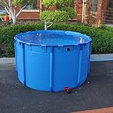 Generisch Segeltuch Rahmen Fischteich Schwimmbecken für Fischteiche Temporärer PVC-Lagertank Ideal für Koi-Zucht Wasserbewässerung Robustes Segeltuch-Rahmenbecke,001,Φ 5*H1.2M