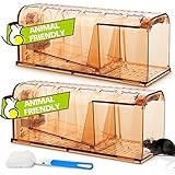 TAKRINK Mausefalle Lebend 2 Set Lebendfalle Maus Hochsensibel Einfach zu bedienende Haustier und Kindersicher Wiederverwendbar Lebendfallen für mäuse für in der Küche im Garten Im Lager