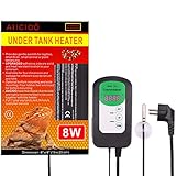 AIICIOO Reptilien-Heizmatte mit Thermostat – Eidechsen-Terrarium-Heizkissen für Reptilien, Eidechse, Gecko, Schlange, Schildkröte, Spinne, 8 W