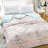 FANSU Tagesdecke 140x200 Bettüberwurf, Mikrofaser Pflaumenblüten-Thema Bettdecke, Doppelbett Einselbetten Gesteppt Bettwäsche Baumwolldecke für Decke Sofa überwurfdecke Bett
