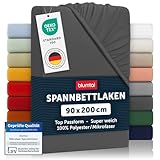 Blumtal® Spannbettlaken 90x200cm - Microfaser - Oekotext zertifizierte Bettlaken - Spannbetttuch 90x200 cm - Bettbezug / Leintuch - Fitted Sheets - Anthrazit