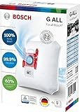 Bosch 4x Staubsaugerbeutel PowerProtect Typ G ALL BBZ41FGALL, 99,9% Feinstaubfilterung, 50% längere Nutzungsdauer, passend für alle aktuellen Baureihen außer BSG8, BSN1