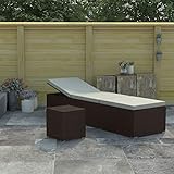 Xichuzi Sonnenliege mit Auflage und Teetisch Poly Rattan Braun, Gartenliege, Liegestuhl, Sonnenstuhl, Sonneninsel Outdoor, Liegen, Gartenmöbel, Bäderliege, Relaxliege - 46226