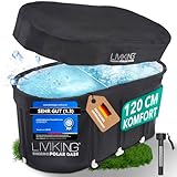 LIVIKING® Eisbad + Faltbare Badewanne Erwachsene [120 cm - 2in1 KOMFORT KOMPLETTSET] Eisbaden Tonne, Mobile Badewanne Outdoor & Eistonne –ThermoPolar-Isolierung & SolidShape-Rahmen – Jetzt Eintauchen!