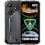 OSCAL Marine 2 Outdoor Handy Ohne Vertrag 2025, 11000mAh 12GB+64GB/2TB, Android 15 Outdoor Smartphone, 6.56' HD+ 90Hz, 16MP+8MP AI Kamera Baustellenhandy, IP69K Wasserdicht, Dual SIM 4G/NFC/OTG/GPS