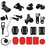 BELLE VOUS Universal Action Kamera Zubehör - 20-in-1 Action Cam Halterung Set, Kompatibel mit Universal-Action Camera Accessories - Selbstklebende Halterungen & J-Hakenschnalle für Helm-/Kinnmontage