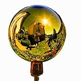 Lauschaer Glaskunst-Gartenkugel Thüringer Rosenkugel 15 cm - Gold