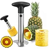 Ananasschneider, RosyFate Ananasschneider Edelstahl, Ananas Schäler, Ananas schneidegerät, Kernentferner mit abnehmbarem Griff, Upgraded, Obstschneider für Home & Küche