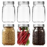 6er Einmachgläser mit Schraubdeckel, 500 ml luftdichte Overnight Oats Gläser,multifunktionale Schraubdosen mit Deckel, geeignet für speichern hausgemachte Marmelade und eingelegte Gurkendosen