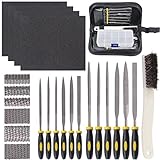 GLARKS 12-teiliges Mini-Holzraspel-Set mit Bürste und Aufbewahrungsbox mit 4 Schleifpapier zur Befestigung von Juwelieren, Diamanten, Holzschnitzereien