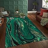 Luxuriöser dunkelgrüner geometrischer Teppich für Wohnzimmer, Schlafzimmer, Küche, 80 x 120 cm, Metallwind-Design, weiche Stuhlmatte für Kinderzimmer, eleganter smaragdgrüner Akzent
