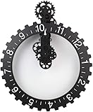 Vintage Wanduhr aus Metall – Retro Runde Hängende Uhr für den Außenbereich, Garten, Pool, Wohnzimmer, Küche & Badezimmer Dekor – Stilvoller Heim- & Garten-Akzent