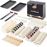 Virklyee Sushi Making Kit 17 Stück Sushi-Set Sushi Form Set Mehrere Formen DIY Sushi Selbst Machen Set, Sushi-Matten, Sushi-Teller,Essstäbchen(Weiß)