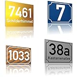 SCHILDER HIMMEL 3mm starke Aluminium Verbund Hausnummer Schilder nichtrostend und wetterfest | Straßen Namen Schild, Adressschild, hier Größe 15 x 12cm in vielen verschiedenen Designs erhältlich