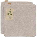 Miqio Design Filz Sitzkissen rechteckig mit Antirutschnoppen | 35cm | 2er-Set | Indoor und Outdoor | Nachhaltig aus recycelten PET Flaschen | Waschbare Stuhlkissen rutschfest | Beige