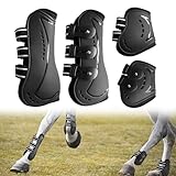 Pferde-Sehnen-Gamaschen, Gamaschen Pferde 4er Set,Pferde-Kniestiefel,Pferdehuf-Schutzstiefel mit Schlagschutz Pferde-Sportstiefel Pferdesehne Bandage Reitausrüstung für Springen,Reiten,Events,L