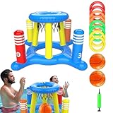 Basketballreifen für Pool - Basketball Reifen für Pool | Outdoor Pool Basketball Reifen | Basketball Reifen für Pools | 2 in 1 Aufblasbarer Basketball Reifen | J
