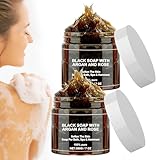 Landrain 2 Pcs Marokko Exfoliate Schwarze Seife für Weiche Haut