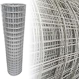 Garmix Gartenzaun Verzinkt Maschendrahtzaun Gitterzaun Drahtzaun (50x50mm, 25m, 100cm, 1,4mm)